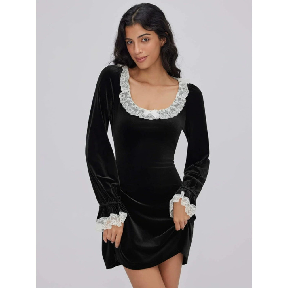 Zara Age Defying Flared Lace Long Sleeve Dress